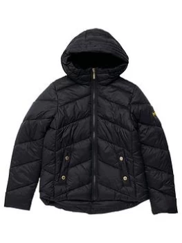 Image of Barbour International Girls Motegi Quilt Jacket - Black, Size 6-7 Years, Women