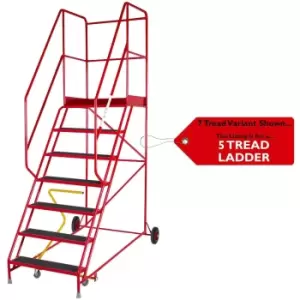 Image of 5 Tread HEAVY DUTY Mobile Warehouse Stairs Anti Slip Steps 2.13m Safety Ladder