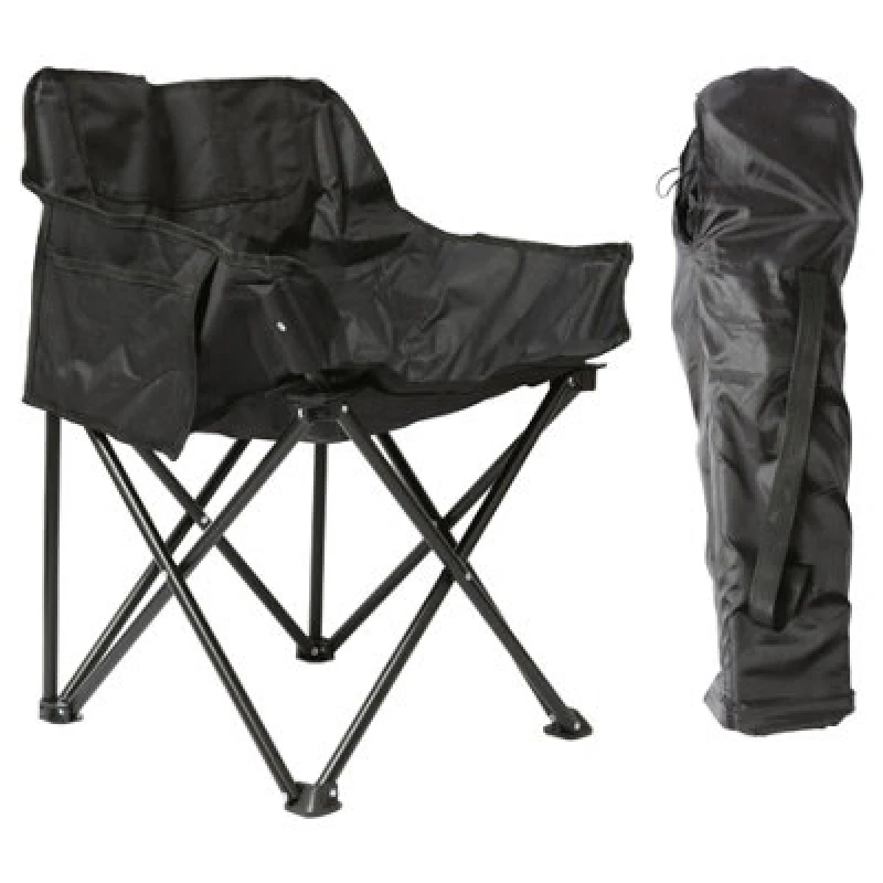 Image of Harbour Housewares Premium Folding Camping Chair With Pockets & Carry Bag - Black