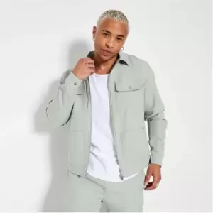 Image of I Saw It First Premium Mens Utility Zip Through Shacket - Green