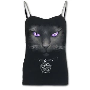Image of Black Cat - Adjustable Chain Womens Large Camisole Top - Black
