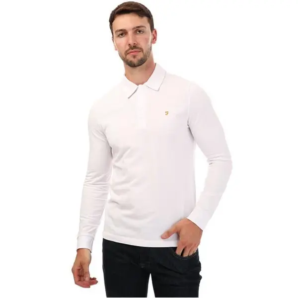 Image of Farah Haslam Long Sleeve Polo Shirt - White S
