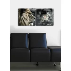 Image of 2P2828CS-6 Multicolor Decorative Canvas Wall Clock (2 Pieces)