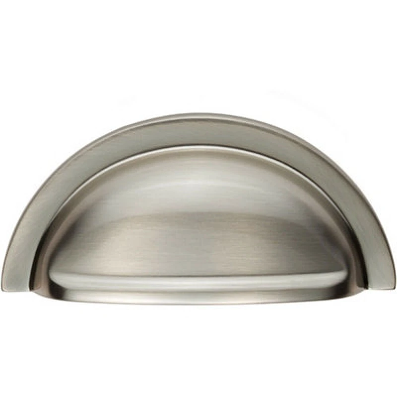 Image of Loops Cabinet Cup Pull Handle 91 x 45mm 76mm Fixing Centres Satin Nickel Metallics unisex