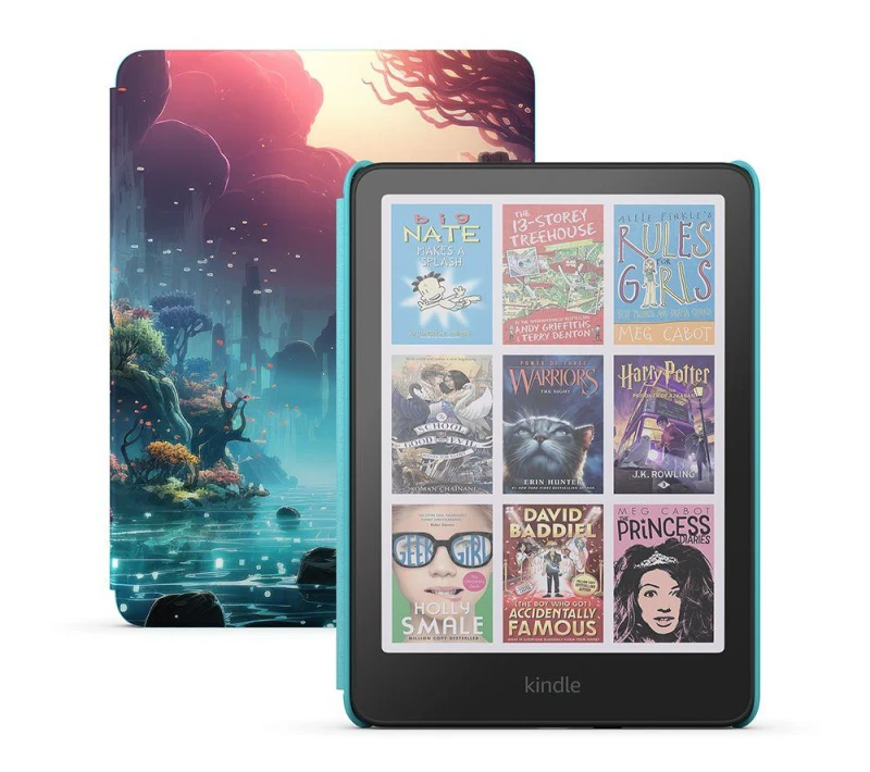 Image of Amazon Kindle Colorsoft Kids (2025) 7" eReader - 16 GB, Fantasy River, Black 840414698673