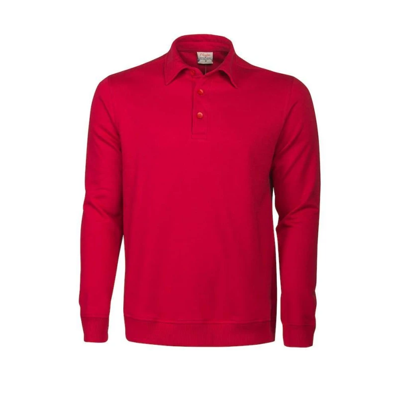 Image of Printer Mens Homerun Long-Sleeved Polo Shirt in Red Size: XS Red Male XS