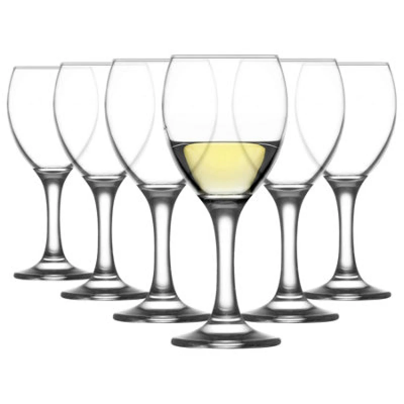 Image of LAV Empire White Wine Glasses - 245ml - Pack of 6 Clear unisex