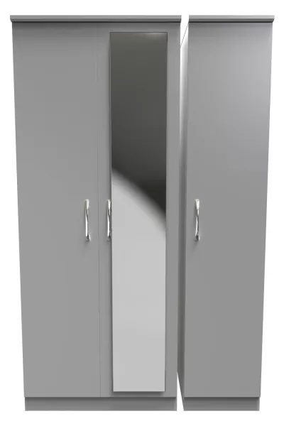 Image of Welcome Furniture Ready Assembled Avon Triple Mirror Wardrobe In Dusk Grey
