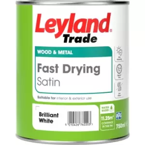 Image of Leyland Trade Fast Drying Water Based Satin Paint Brilliant 750ml in White