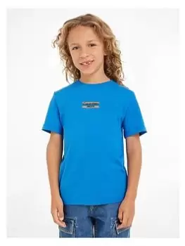 Image of Calvin Klein Jeans Boys Mini Block Logo Short Sleeve T-Shirt - River Blue Size 10 Years