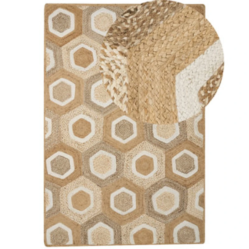 Image of Beliani Rug Basoren Beige 200 X 300 Cm Jute