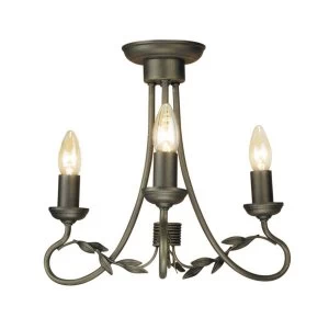 Image of Chandelier 3 Light Black, Gold Finish, E14