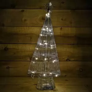 Image of Premier Decorations Ltd - 58cm Silver Metal Star Topped Lit Christmas Battery Twinkle Tree in Warm White