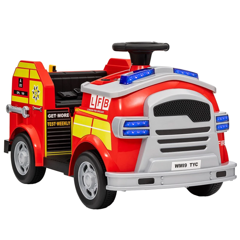 Image of AIYAPLAY 12V Ride on Fire Truck w/ Flashing Lights, Red 370-358V70RD