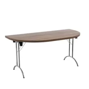 Image of One Union Folding Table 1600 X 800 Silver Frame Dark Walnut D - End Top