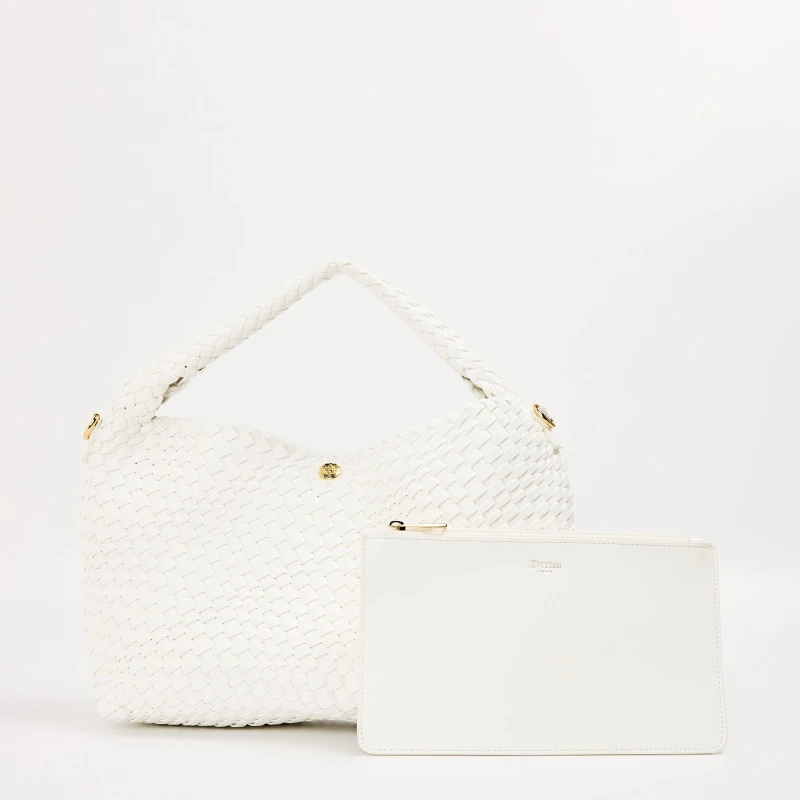 Image of Dune London Womens Woven Hobo Bag White female One Size