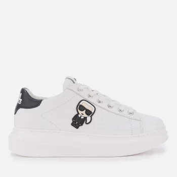 Image of KARL LAGERFELD Womens Kapri Karl Ikonic Leather Chunky Trainers - White/Black - UK 6