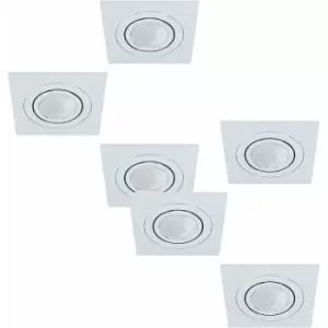 Image of 2 PACK 3 PACK Flush Ceiling Downlight Brushed Aluminium Square 3x 5W GU10