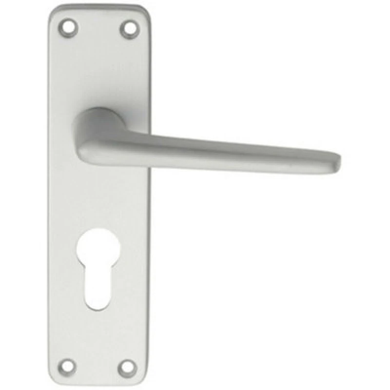 Image of Loops PAIR Straight Tapered Lever on Euro Lock Backplate 152 x 41mm Satin Aluminium Multi