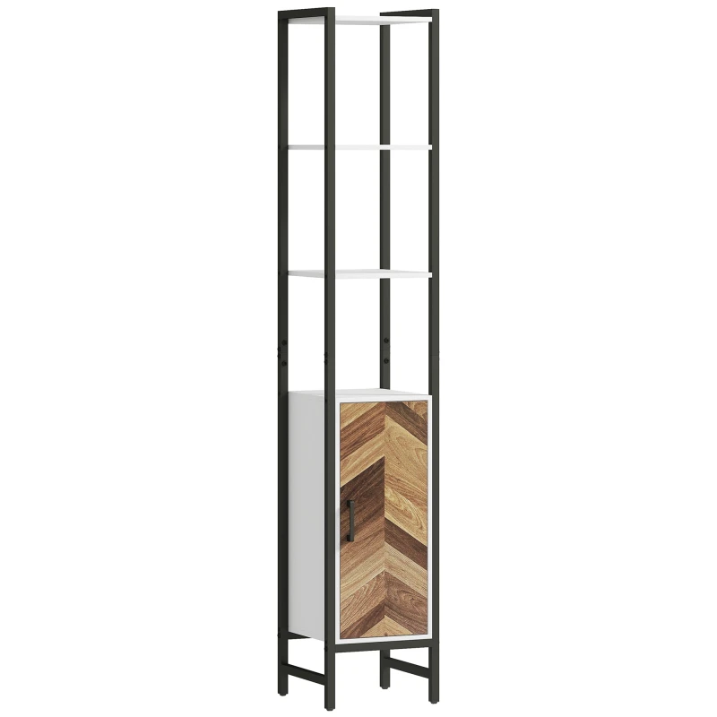 Image of HOMCOM Tall Bathroom Storage Cabinet with 3 Shelves - 30 x 30 x 170cm - White TJ Hughes Walnut 5063603500624
