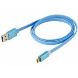 Image of Scosche 0.9 m flatOUT LED Micro Reversible Charge and Sync Cable for Micro USB Devices Blue