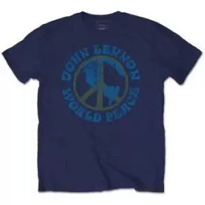 Image of John Lennon - World Peace Unisex XX-Large T-Shirt - Blue