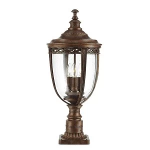 Image of 3 Light Large Outdoor Pedestal Light British Bronze IP44, E14