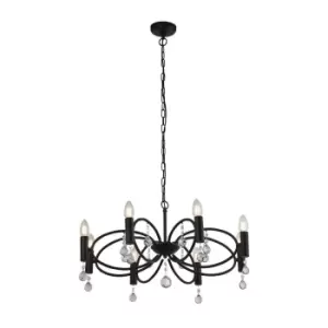 Image of Infinity 8 Light Ceiling Pendant - Black with Crystal Glass Detail