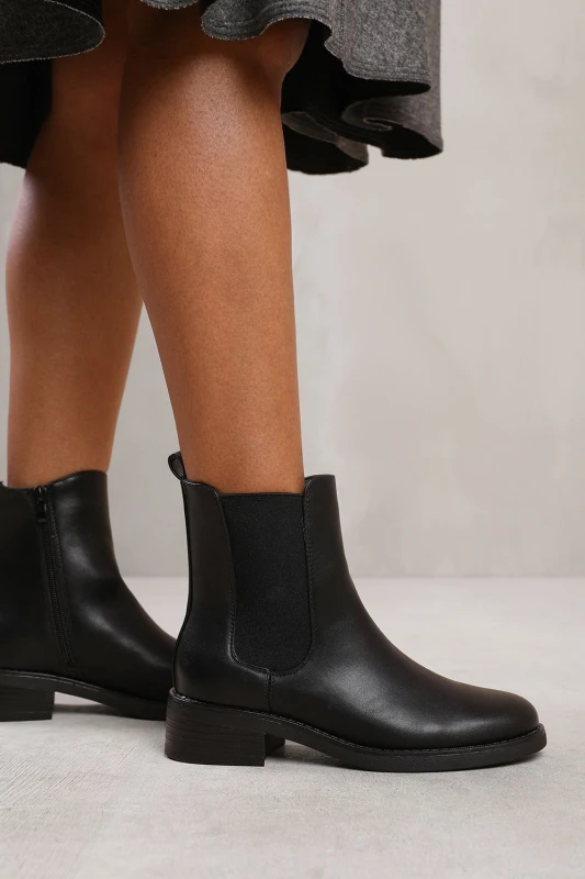 Image of Where's That From 'Serna' Ankle Boot With Elastic Panel And Side Zip Black