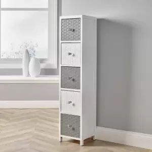 Image of Crystal 5 Drawer Narrow Storage Chest