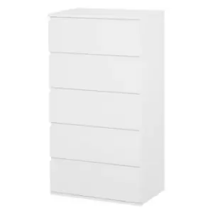 Image of Homcom Minimalist 5 Drawer Chest With Push Click Close White