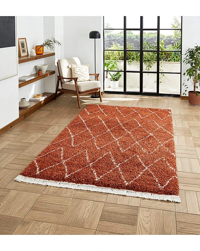Image of Think Rugs Think Rugs Boho Fringe Rug Rust - Think Rugs - Size: 120X170 Rust 120X170 RT37318