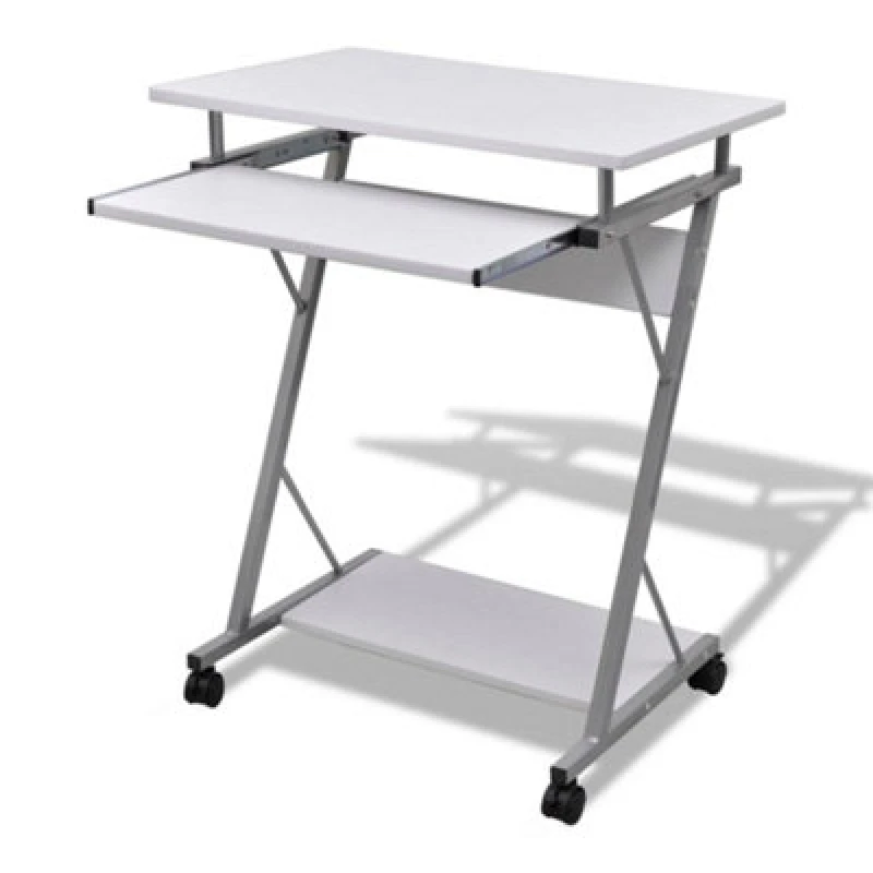 Image of vidaXL Compact Computer Desk with Pull-out Keyboard Tray White Office Stand