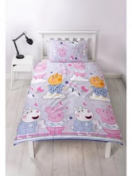 Image of Peppa Pig Sleepy Single Duvet Cover Set, Grey