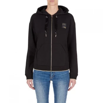Image of Armani Exchange Lurex Trim Zip Through Hoodie Black Size XS Women