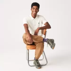 Image of Lacoste Mens Classic Fit Speckled Print Cotton Pique Polo Shirt Size 3 - S Beige