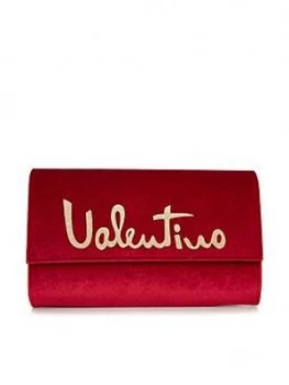 Image of Valentino By Mario Valentino Marimba Velvet Clutch Bag - Red