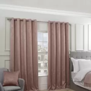 Image of Emma Barclay Regency Parisian Damask Woven Thermal Blackout Eyelet Curtains, Blush, 46 x 72 Inch