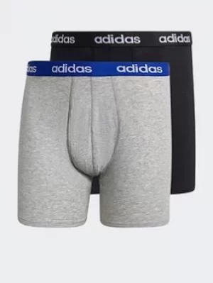 Image of adidas Essentials Logo Boxer Briefs 2 Pack, Black/Grey Size M Men