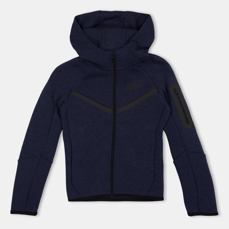 Image of Nike Sportswear Tech Fleece Full-Zip Hoodie Juniors Obsidian Heathr male 5-6 (XS)