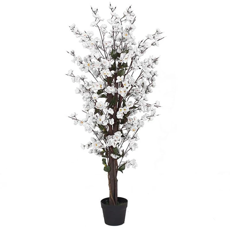 Image of Leaf 120cm Artificial White Blossom Tree White