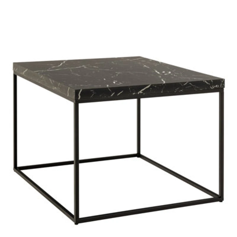 Image of Furniture To Go Barossa Coffee Table With Black Marble Marquina Top & Black Steel Base 60Cm