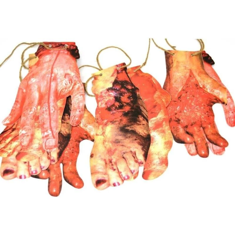 Image of Shatchi Creepy Halloween Body Parts Garland - 8Pcs Bloody Limbs Arms Feet Decoration Multi unisex