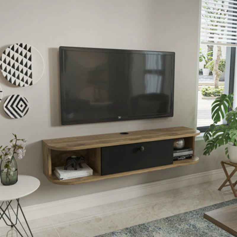 Image of Decorotika Ibarra Modern Floating TV Stand TV Unit Oud And Black