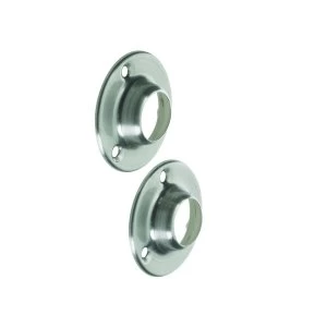 Image of Wickes Interior Wardrobe Rail Socket - 19mm Brushed Nickel Pack of 2