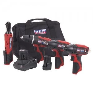 Image of Sealey 4 x 12V Cordless Tool Combo Kit