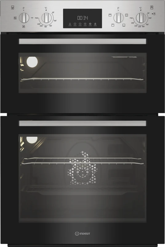 Image of Indesit DII10DIX DII 10D IX Built-In Electric Fan Double Oven - Stainless Steel Indesit DII10DIX