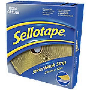 Image of Sellotape Sticky Hook Strip Permanent Yellow 12m