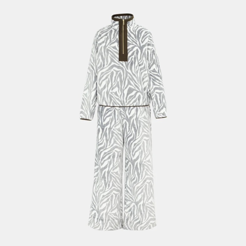 Image of Biba Womens Fleece Pyjama Long-Sleeve Top Zebra female 10 (S)