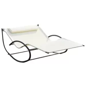 Image of Outsunny Hammock Chair Sun Bed Rock Seat With Metal Texteline - Cream